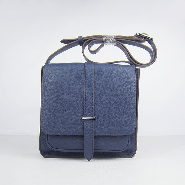 7A Hermes Togo Leather Messenger Bag Blue h2811 Replica